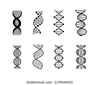 DNA Icons set vector illustration. Silhouette collection