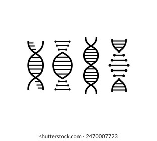 DNA icons symbol vector design simple black white illustration collections sets isolated