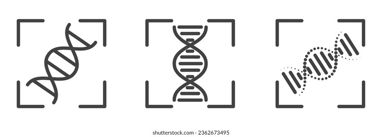 DNA identification icon set, Secure identity verification systems icon vector set in thin line style, Vector set of biometric line icons.