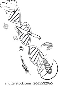 Ilustração de DNA para tatuagem de chef.