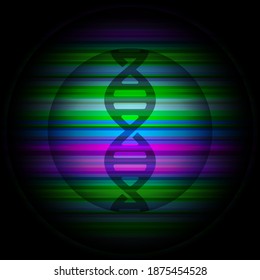 DNA illustration. DNA logo as a part of spiral with luminescence. Logo can used for biotechnology center, laboratory, reproduction clinics. 