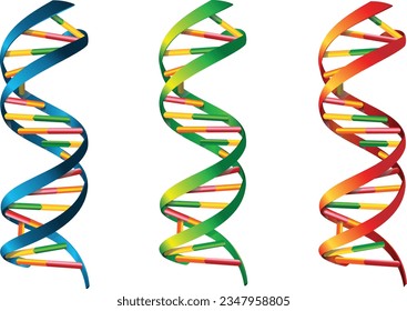 DNA-Illustration. DNA-Symbol. 3D-DNA-Helix-Symbol. Gensymbol. Vektorgrafik auf weißem Hintergrund.