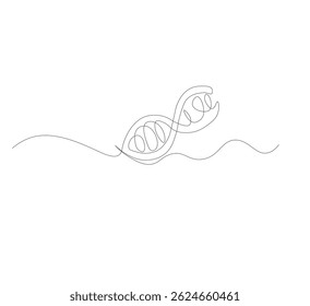 DNA image one continuous line. Linear structure symbol of genome. Vector illustration of body anatomy. Vector illustration isolated on white background.