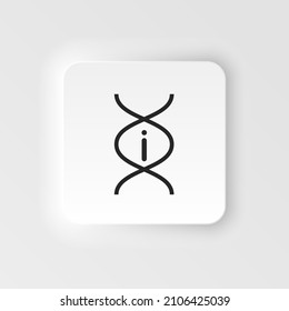 Dna, info. Bioengineering neumorphic style vector icon. Biotechnology for health, researching. Molecular biology, biomedical and molecular engineering Neumorphism, neumorphic style icon
