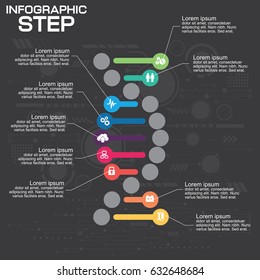 DNA Infographic template with Illustration high computer technology background. business and digital concept