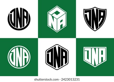 DNA initial letter geometric shape icon logo design vector. monogram, lettermark, circle, polygon, shield, symbol, emblem, elegant, abstract, wordmark, sign, art, typography, icon, geometric, shape
