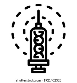 DNA-Injektionssymbol. Umriss-DNA-Injektion, Vektorsymbol für Webdesign einzeln auf weißem Hintergrund