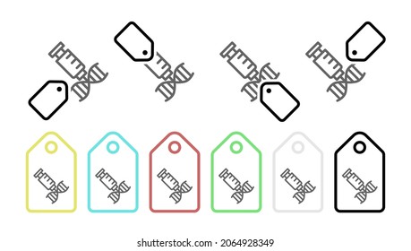 Adn, icono del vector de inyección en la ilustración del conjunto de etiquetas para ui y ux, sitio web o aplicación móvil