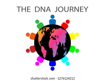 The DNA Journey test. Travel Company  Asks People to Travel Through a DNA Journey. Diversity is hugely important and everyone was offered the chance to get their own DNA tested Vector isolated concept