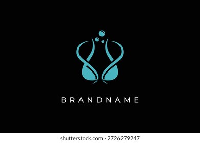 DNA lab test logo design vector template. Chemical flask with DNA symbol.