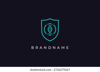 DNA lab test logo design vector template. Chemical flask with DNA symbol.