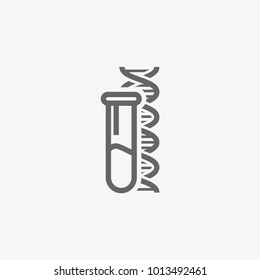 dna with laboratory flask vector icon