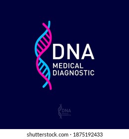 DNA laboratory logo. DNA logo as spiral on a dark background. Logo can used for biotechnology center, laboratory, reproduction clinics. 