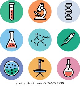 Dna Laboratory Research Set Line Icon. Lab for Genetic Analysis Linear Pictogram. Sample Kit for Genetic Analysis, Dna Test Result Outline Icon. Editable Stroke. Isolated Vector Illustration.