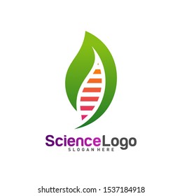 DNA with Leaf Logo Design Concept Vector. Creative Leaf With DNA Logo Template. Icon Symbol