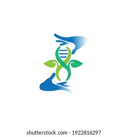 Vector de diseño con logotipo de hoja de ADN. Hoja Creativa Con Plantilla De Logo De ADN. Símbolo de icono