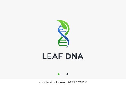 dna leaf logo design vector silhouette illustration