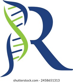 DNA letter R medical logo design