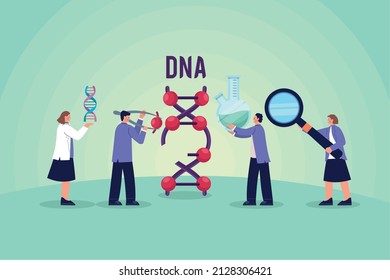 dna lettering with scientist staff poster