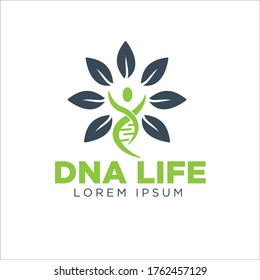 dna life leaf logo simple modern and nature