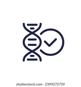 icono de línea dna con marca de verificación