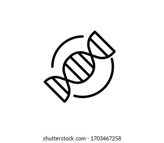 Icono de línea de ADN. Símbolo de esquema de alta calidad para diseño web o aplicación móvil. Signo de línea delgada para el logotipo de diseño. Pictograma de contorno negro sobre fondo blanco
