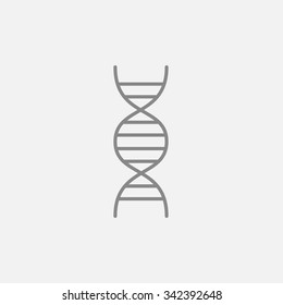 DNA line icon for web, mobile and infographics. Vector dark grey icon isolated on light grey background.