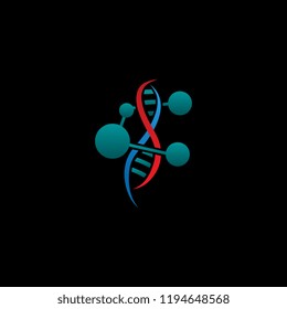 DNA logo with chemical structure vector. Template icon for biotechnology company.