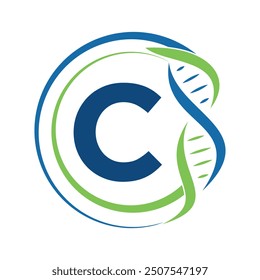 Dna Logo combine with letter C vector template