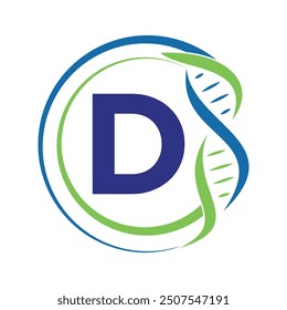 Logotipo de ADN combinado con la letra D Vector Plantilla
