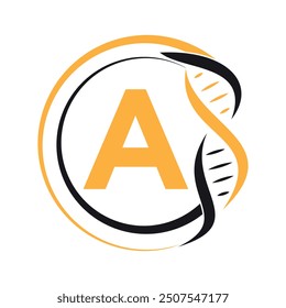 Dna Logo combine with letter A vector template