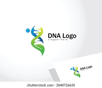 DNA logo creative nature people abstract design concept leave health care