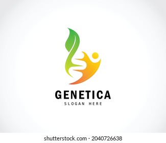 DNA logo creative nature people abstract design concept leave health care