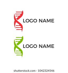 DNA logo. Creative unique shape template. Colorful red, green, yellow, and blue.