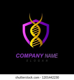 DNA logo and defense shield + human body's immune logo