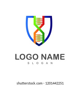DNA logo and defense shield + human body's immune logo