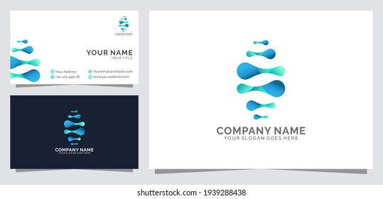 DNA Logo design 3d modern gradient color with business card