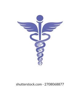 DNA logo design and caduceus Icon