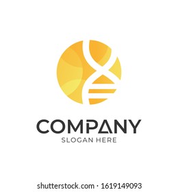 DNA Logo Design in Circle Shape, Genetics Vector Design, Biological Vector Illustration