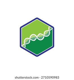 PLANTILLA del diseño del logotipo del ADN. icono para la tecnología de la ciencia, Ilustración vectorial