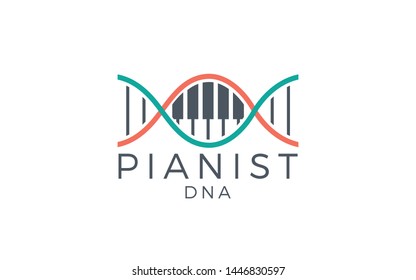 DNA logo formed piano tut symbol with simple and modern shape