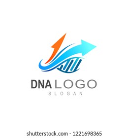 DNA logo, icon of life, arrow and healthcare