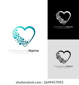 DNA logo and love care design vector, liver health logo and DNA icon