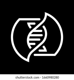 DNA-Logo auf schwarzem Hintergrund in der Vektorillustration EPS8