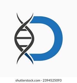 Logotipo Del Adn En La Letra D, Logotipo De Genética, Símbolo De Medicina