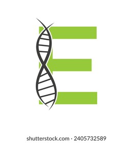 Logo De ADN En Plantilla De Vector De Letra E Para Signo De Salud