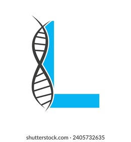 DNA Logo On Letter L Vector Template For Healthcare Sign