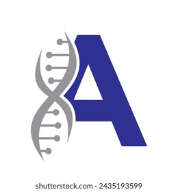 DNA-Logo auf einem Buchstaben-Vektor-Schablone für Gesundheitssymbol