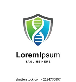Dna logo with shield concept