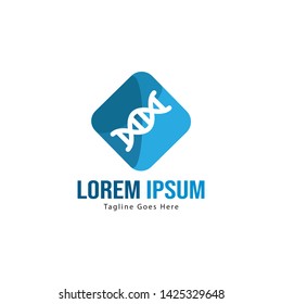 DNA logo template design with frame. minimalist DNA logo vector illustration